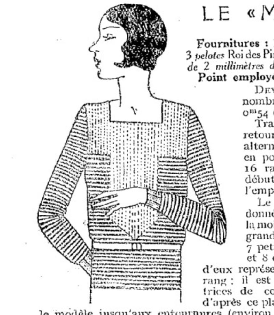 line drawing of Thousand
    Rays sweater with horizontal stripes and plain inset yoke